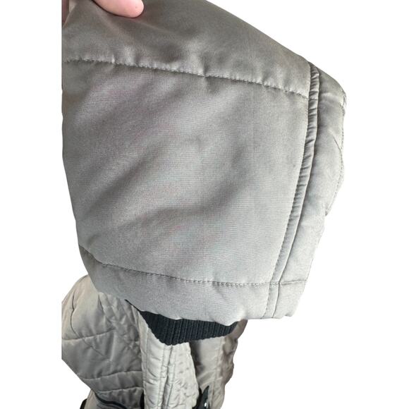 Susan Graver Water-Resistant Puffer Coat with Faux Leather Detail Thistle Large - Picture 3 of 12